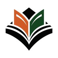 Abstract Open Book with Orange, Green, Black Shapes Design vector