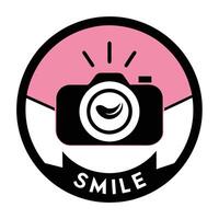 Camera Smile Logo, Pink Circle Element, Concept, Isolated on White vector