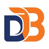 Modern Lettermark of D and B Intertwined Symbol in Bold Orange and Blue Style Design vector