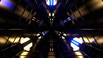 Yellow and Blue Fantasy Science Corridor with Flashing Lights Background VJ Loop in 4K video