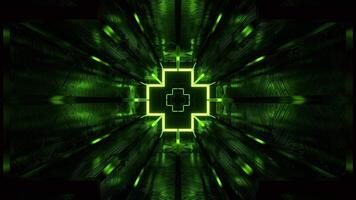 Pink and Green Cybernetic Corridor and Luminous Figured Frames Background VJ Loop in 4K video
