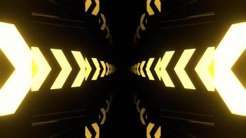 luz amarelo elegante corredor com néon Setas; flechas fundo vj ciclo dentro 4k video