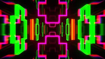 Multicolor Neon Tunnel with Flashing Geometric Shapes Background VJ Loop in 4K video