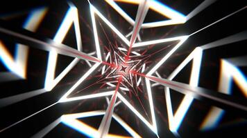 White and Red Mirrored Geometric Flashing Corridor Background VJ Loop in 4K video