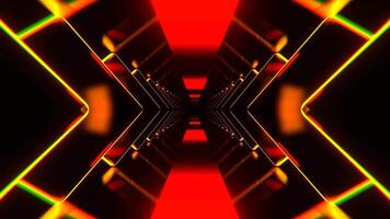Red and Orange Sci-Fi Neon Corridor with Rhombus Background VJ Loop in 4K video