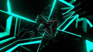 Turquoise and Red Figured Strobe Neon Corridor Background VJ Loop in 4K video
