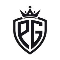 Modern Shield Logo with PG Initials and Crown Silhouette on White Background vector