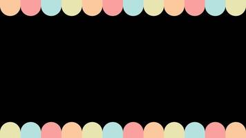 Colorful curve frame slide animated with alpha channel. Top and bottom round wavy border motion graphic on transparent background. Pastel, retro, neon, cloud. video