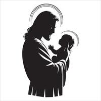 Jesus Holding a Small Child in His Arms , vector