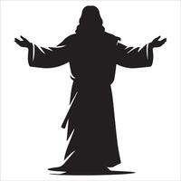 Compassionate Jesus Extending Both Hands Silhouette vector