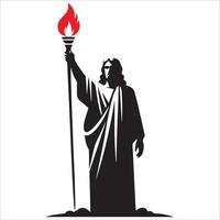 Jesus Holding a Torch Silhouette Illustration vector
