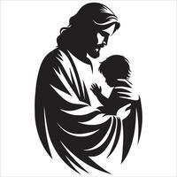 Jesus Embracing Children Around Him vector