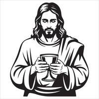 Jesus with Arms Wide Open Silhouette Art vector