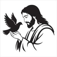 Jesus Holding a Dove . vector