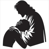 Religious Silhouette of Jesus Providing Comfort vector
