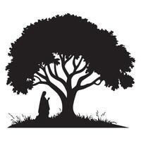 Virgin Mary Standing Under a Tree vector