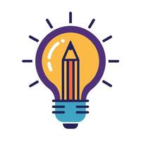 Stylized Lightbulb with Pencil Inside, Creative Concept on White vector