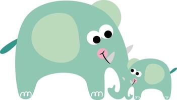 Funny elephant and the little son vector