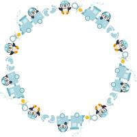 Empty round frame penguin baby boy vector
