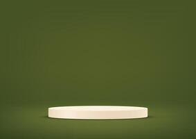 green background 3d with beige podium. Cylinder podium on green background. Space for selling products on the website. illustration. vector