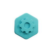 Turquoise Gear on a Hexagon Illustrating Settings and Configuration Process png