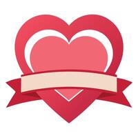 Heart With Ribbon Banner Design Element on White Background Art vector