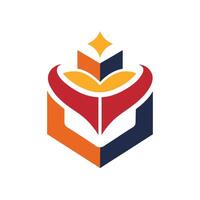 Cube Icon Abstract with Star, Geometric Shape Logo Design on White Background vector