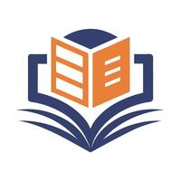 Open Book Icon in Blue and Orange on White Background Simple Flat vector