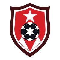 Abstract Red Shield with Ball and Star Design, Decorative White Details Isolated vector