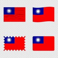 Taiwan national flag in four different styles. vector