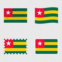 Togo national flag in four different styles. vector