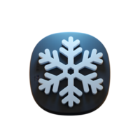 A stylized snowflake on a rounded square. Wintery icon rendered in 3D png