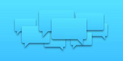 Set of blue speech bubble icons for active conversations. Clean communication elements for messaging apps and social media interfaces. vector