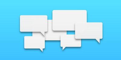 Set of chat bubbles in white against blue. Modern design for human dialogue and social interaction concepts. vector