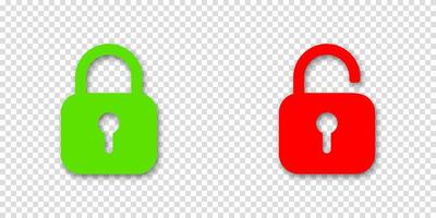 Secure lock and open lock pictogram. Modern badge for authentication, encryption, and access management systems. vector