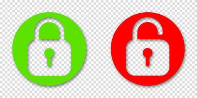 Closed and open padlock sign. Simple icons for security, authentication, and password protection interfaces. vector
