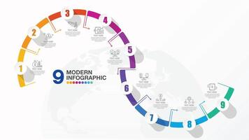 Template 9 step infographic vector