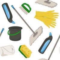 seamless pattern with attributes for house cleaning. Drawing for various projects with bright objects for cleanliness. vector