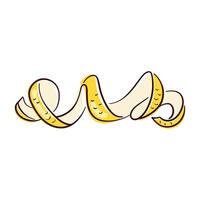 Curled lemon peel in flat style. Perfect for food design, citrus themed artwork, healthy lifestyle concept and culinary design. Isolated on a white background. vector