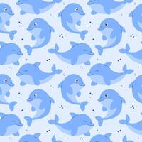 Seamless pattern with hand drawn dolphins vector