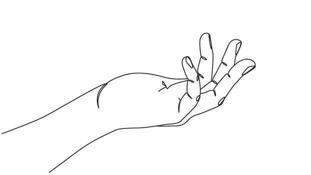 Minimalist hand illustration in a single continuous line drawing style vector