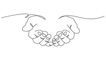 Minimalist Line Art Illustration of Cupped Hands Representing Giving or Receiving vector