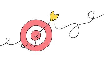 Minimalist One-Line Drawing of an Arrow Hitting a Target vector
