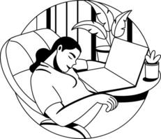 Napping illustration of a person in glyph style vector