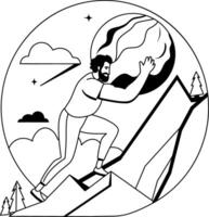 A man doing struggle illustration in glyph style vector