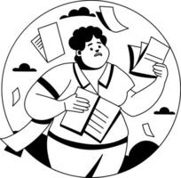 Task burden illustration in glyph style vector