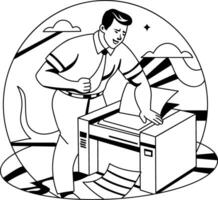 Printing character illustration in glyph style vector