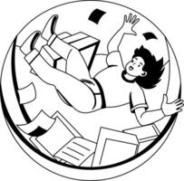 A person falling in a work trap, glyph illustration vector