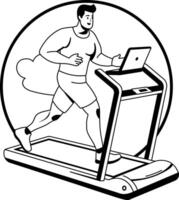 Work treadmill illustration of a character in glyph style vector