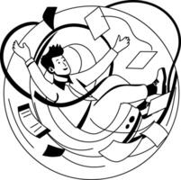 Work pressure illustration of a character in glyph style vector